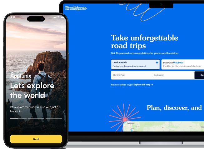 Travel app development services CTA illustration