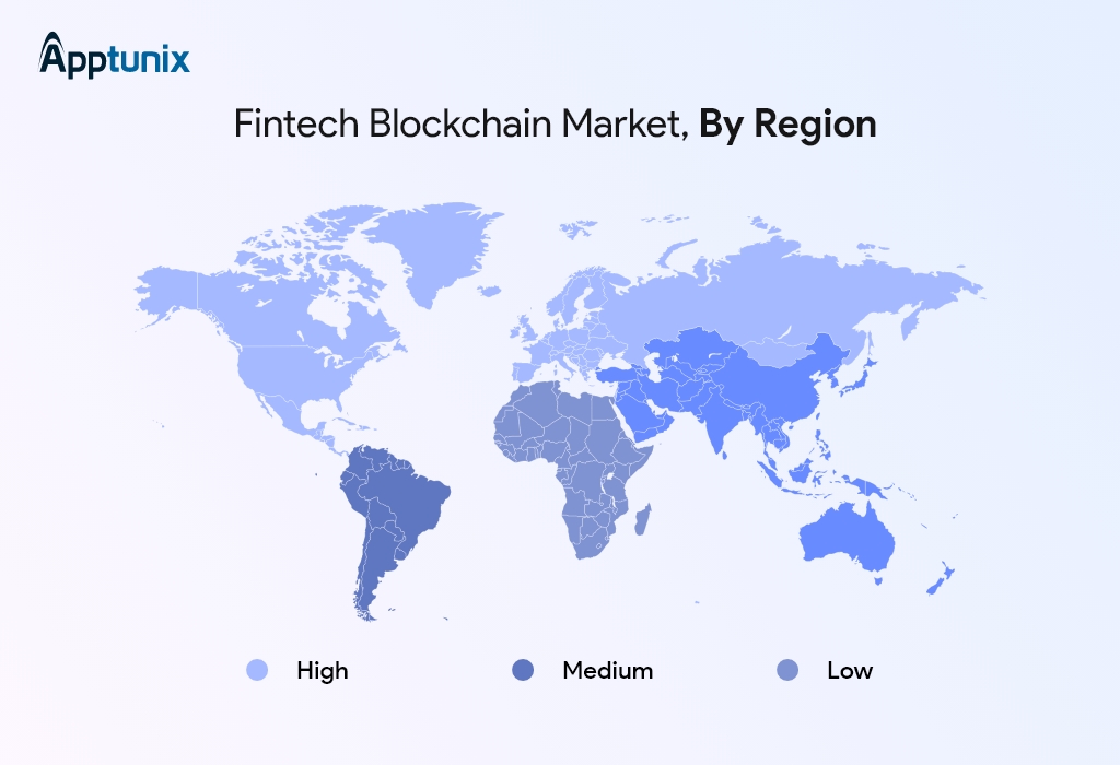Blockchain in fintech market, by region 