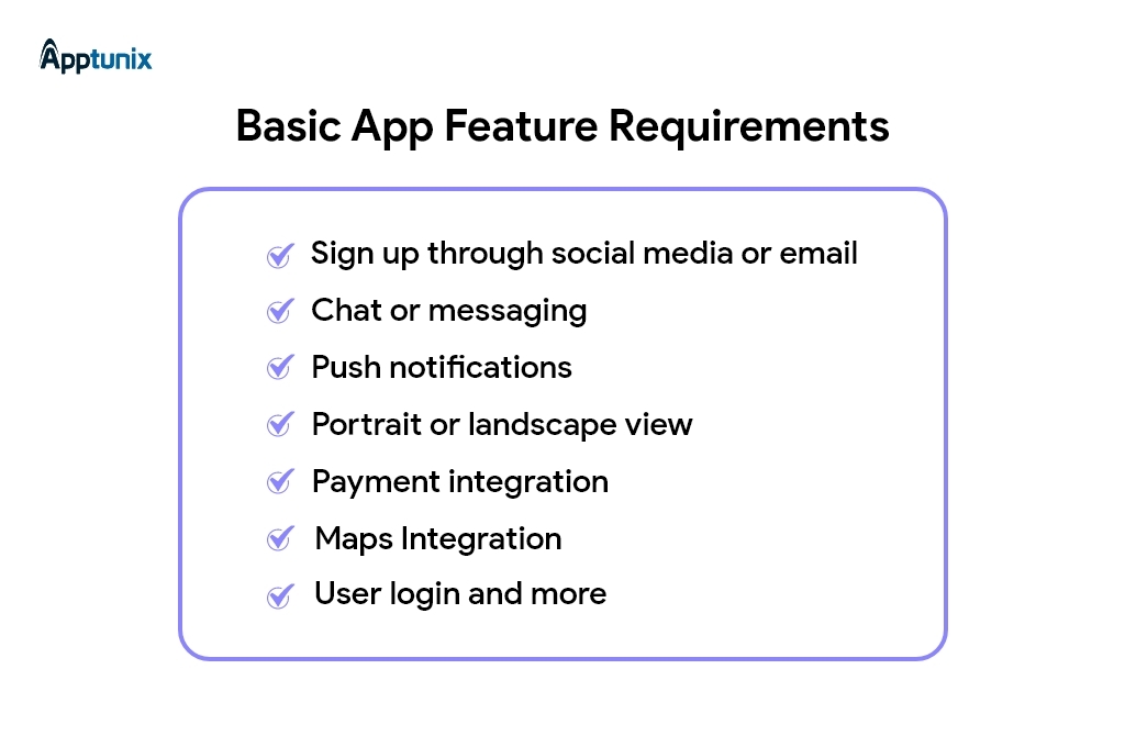 basic app features for mobile app development 