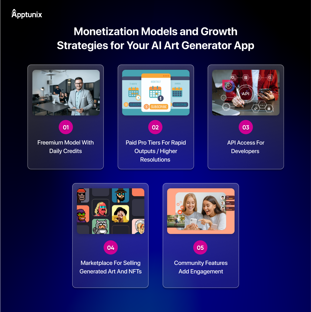 Monetization models for AI art generator app 