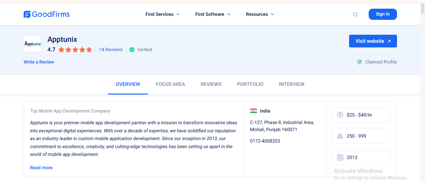 GoodFirms - Apptunix
