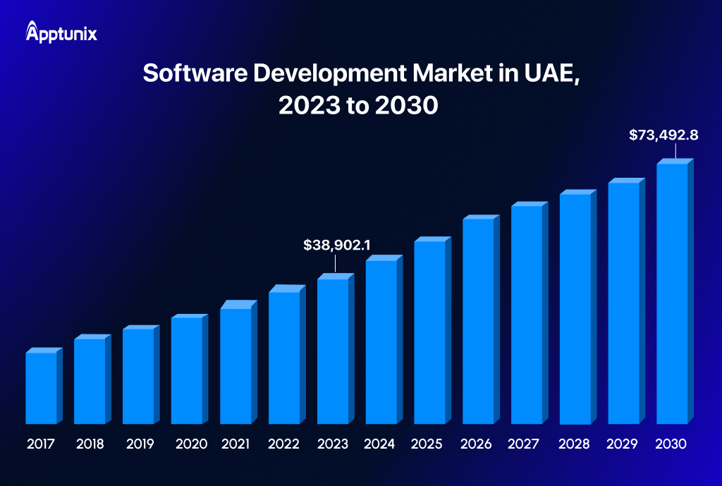 UAE software development market size, 2025 to 2030