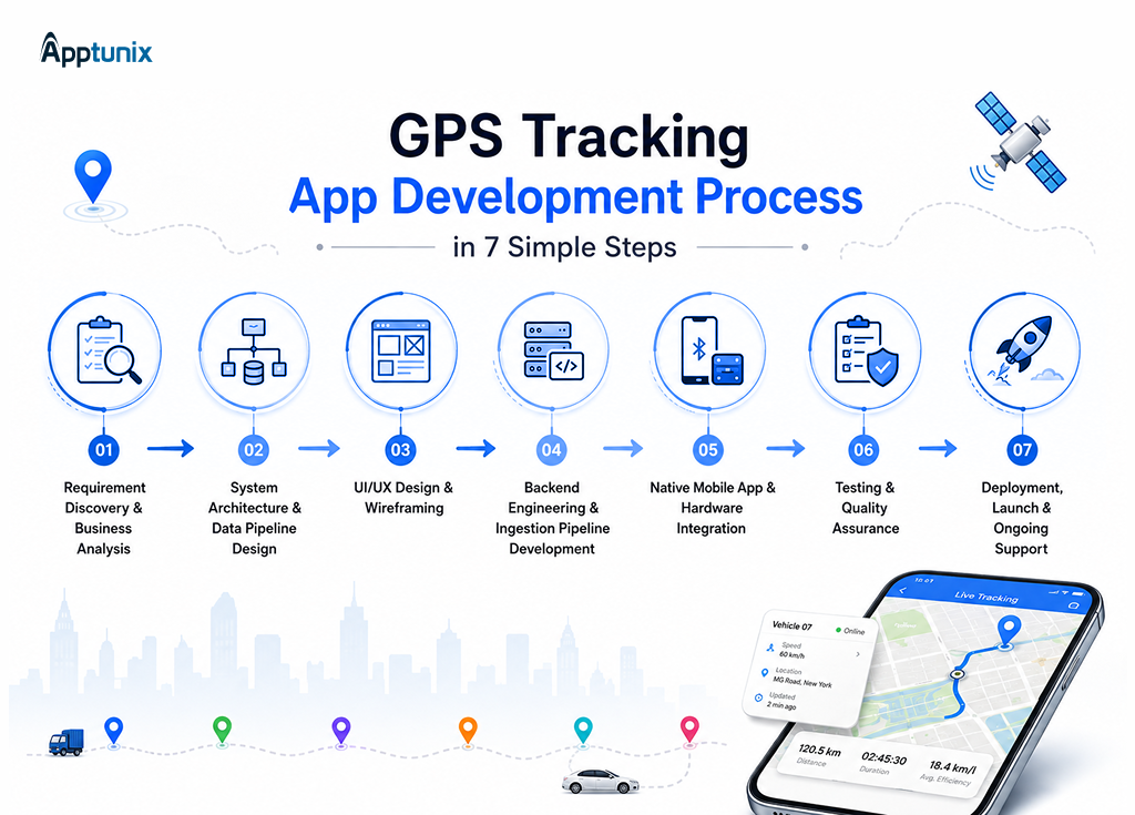 7-step process to develop a GPS tracking app